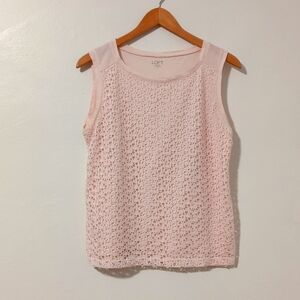 Loft Crochet Sleeveless Ballet Pink Tank T-Shirt Cotton size Medium